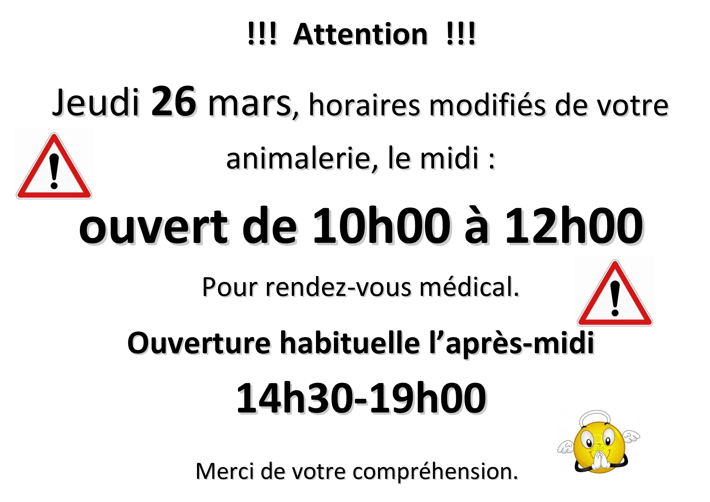 modif horaire ferme plus tot midi